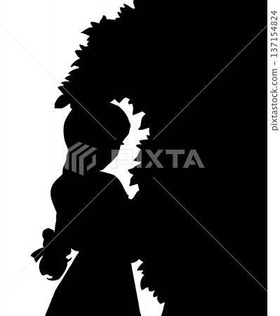 Vector drawing. Girl with viburnum 137154824