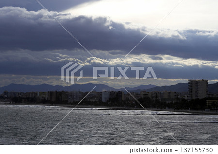 coastal landscape of the mediterranean sea on a cloudy day coastal landscape of the mediterranean sea on a cloudy day 137155730
