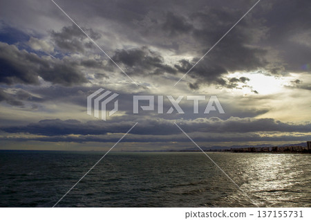 coastal landscape of the mediterranean sea on a cloudy day coastal landscape of the mediterranean sea on a cloudy day 137155731