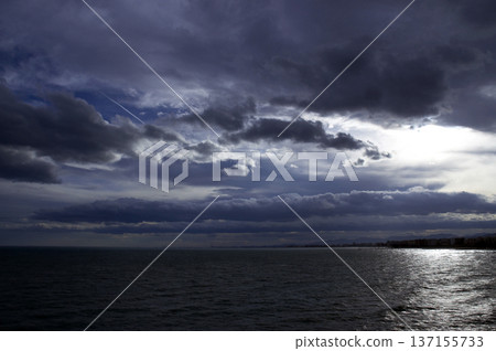 coastal landscape of the mediterranean sea on a cloudy day 137155733