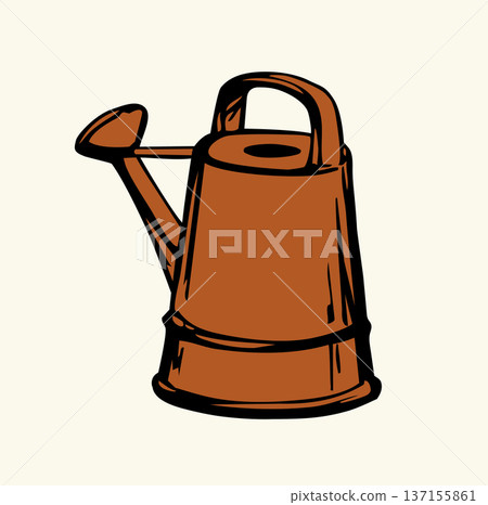 Vector drawing. Garden watering can Vector drawing. Garden watering can 137155861