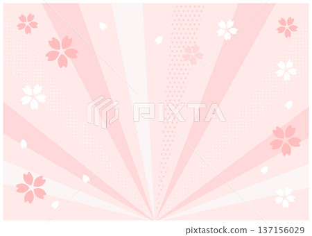 Cherry blossoms and concentrated lines background material 137156029