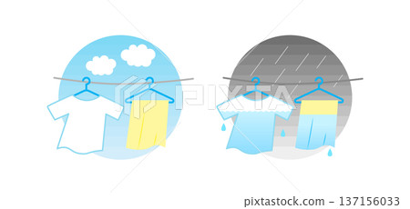 室外晾曬的衣物和濕衣服的插圖 137156033