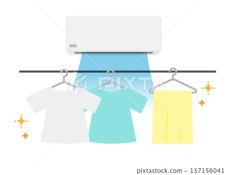 Illustration of indoor drying using an air conditioner 137156041