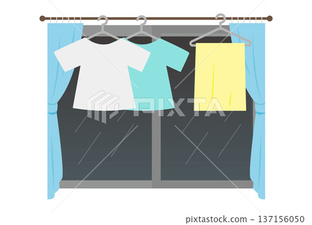 Illustration of drying laundry indoors 137156050