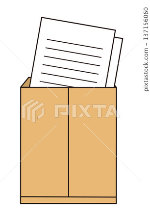 Illustration of a brown envelope containing documents 137156060