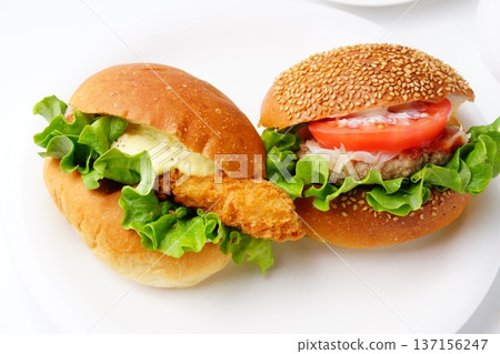 Hamburger and fish burger Hamburger and fish burger 137156247