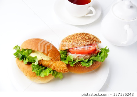 Hamburger and fish burger Hamburger and fish burger 137156248