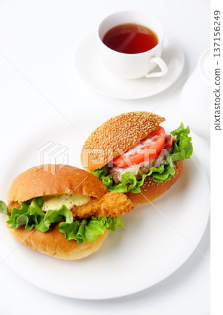 Hamburger and fish burger 137156249