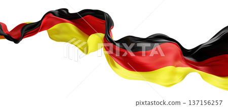 German flag ribbon flowing in the wind isolated on white background 3D render 137156257