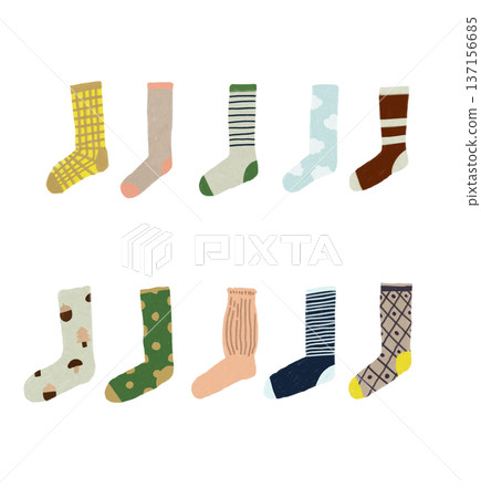 Hand-drawn colorful socks set Hand-drawn colorful socks set 137156685