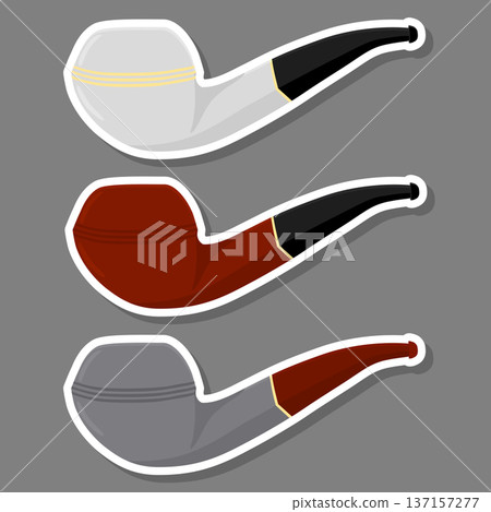 Illustration on theme big colored set different types smoke pipes 137157277