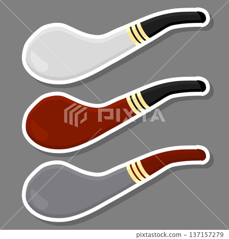 Illustration on theme big colored set different types smoke pipes Illustration on theme big colored set different types smoke pipes 137157279