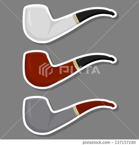Illustration on theme big colored set different types smoke pipes 137157280