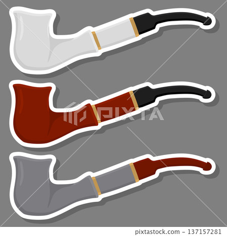 Illustration on theme big colored set different types smoke pipes Illustration on theme big colored set different types smoke pipes 137157281