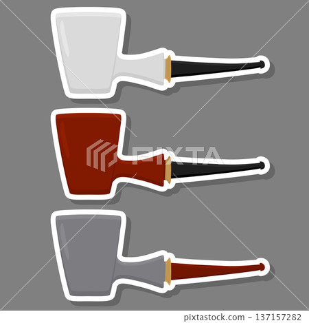 Illustration on theme big colored set different types smoke pipes Illustration on theme big colored set different types smoke pipes 137157282