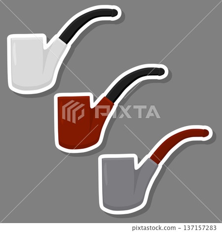 Illustration on theme big colored set different types smoke pipes Illustration on theme big colored set different types smoke pipes 137157283