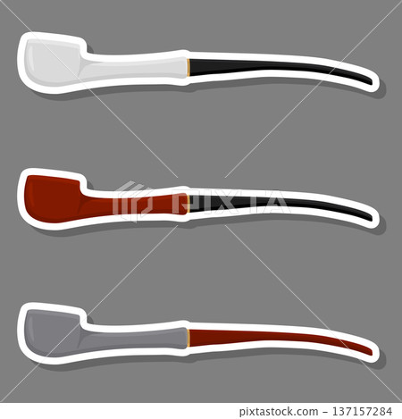 Illustration on theme big colored set different types smoke pipes 137157284