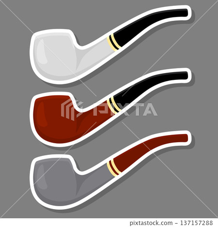 Illustration on theme big colored set different types smoke pipes 137157288