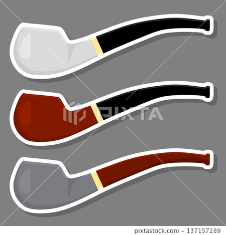 Illustration on theme big colored set different types smoke pipes 137157289