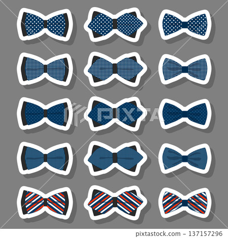 Illustration on theme big set ties different types, bowties various size 137157296