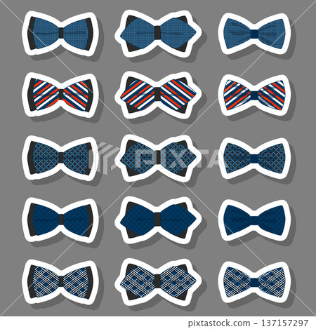 Illustration on theme big set ties different types, bowties various size 137157297