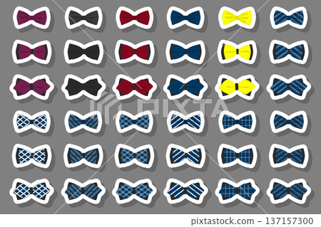 Illustration on theme big set ties different types, bowties various size 137157300