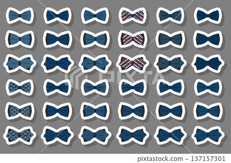 Illustration on theme big set ties different types, bowties various size 137157301