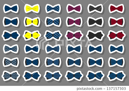 Illustration on theme big set ties different types, bowties various size 137157303