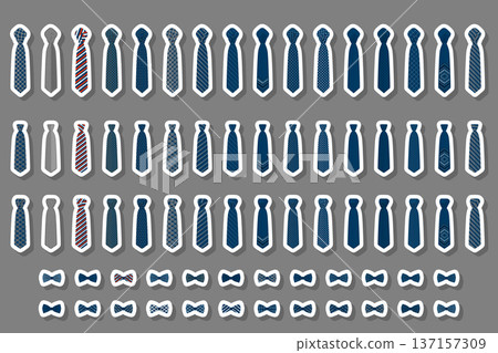 Illustration on theme big colored set neckties different types 137157309
