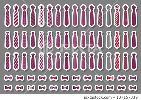 Illustration on theme big colored set neckties different types Illustration on theme big colored set neckties different types 137157339