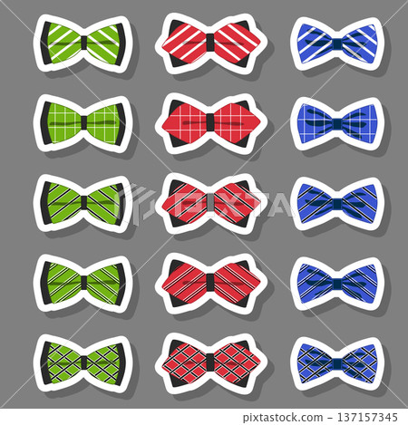 Illustration on theme big set ties different types, bowties various size 137157345