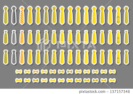 Illustration on theme big colored set neckties different types Illustration on theme big colored set neckties different types 137157348