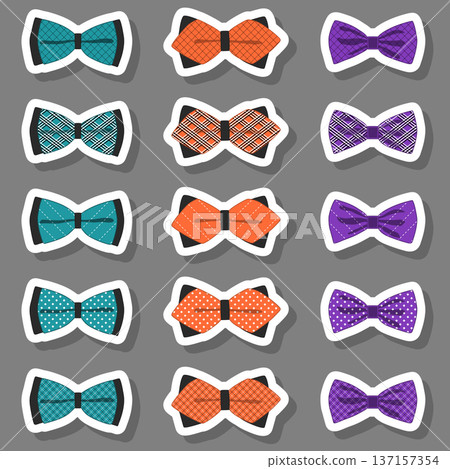 Illustration on theme big set ties different types, bowties various size 137157354