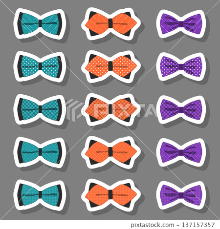 Illustration on theme big set ties different types, bowties various size 137157357