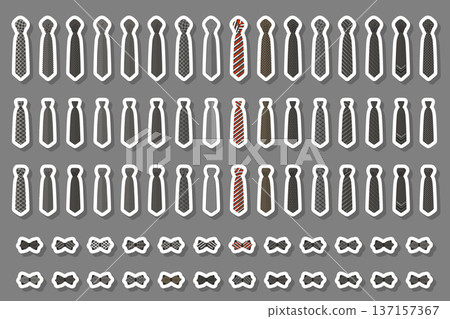 Illustration on theme big colored set neckties different types Illustration on theme big colored set neckties different types 137157367
