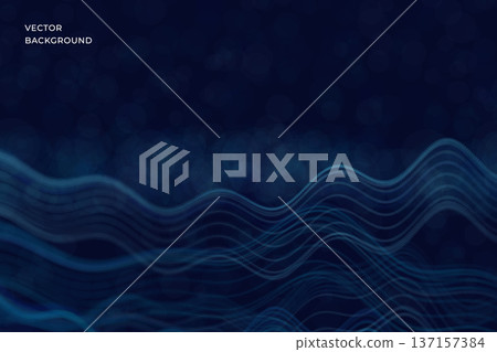 Modern abstract background with flowing digital waves and dotted surfaces forming a dynamic technological scene. Vector. Soft glow, depth effect and clean composition for business, science, artificial Modern abstract background with flowing digital waves and dotted surfaces forming a dynamic technological scene. Vector. Soft glow, depth effect and clean composition for business, science, artificial 137157384