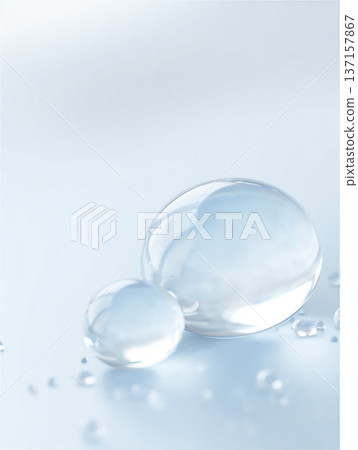 清澈透明的水滴和氣泡構成的背景素材，讓人聯想到保濕成分。 137157867