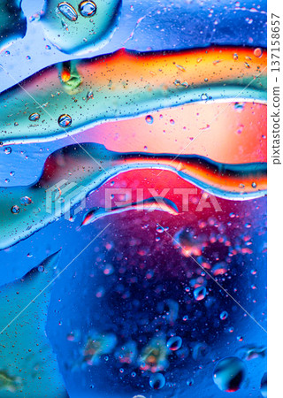 Rainbow Gradient Liquid Surface with Oil Drops Macro Art Rainbow Gradient Liquid Surface with Oil Drops Macro Art 137158657