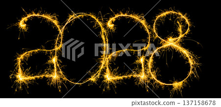 Year 2028 Sparkler Golden Text Isolated on Black Background Year 2028 Sparkler Golden Text Isolated on Black Background 137158678
