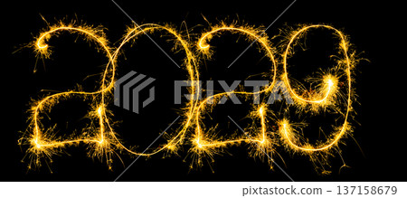 Glowing Sparkler Number 2029 New Year Celebration Concept Glowing Sparkler Number 2029 New Year Celebration Concept 137158679