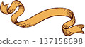 Retro hand-drawn ribbon title frame in yellow 137158698