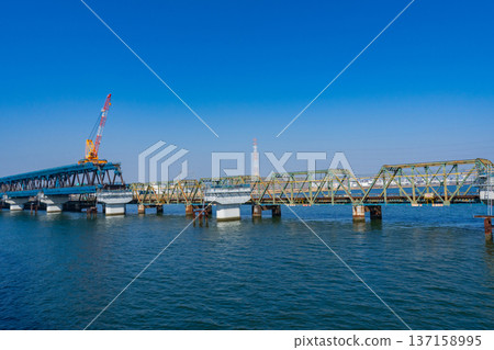 Osaka City, Hanshin Namba Line Yodogawa Bridge Reconstruction Project, February 2026 Osaka City, Hanshin Namba Line Yodogawa Bridge Reconstruction Project, February 2026 137158995