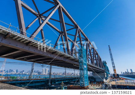 Osaka City, Hanshin Namba Line Yodogawa Bridge Reconstruction Project, February 2026 Osaka City, Hanshin Namba Line Yodogawa Bridge Reconstruction Project, February 2026 137159021