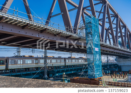 Osaka City, Hanshin Namba Line Yodogawa Bridge Reconstruction Project, February 2026 137159023