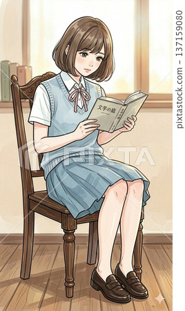 讀書的女學生 137159080