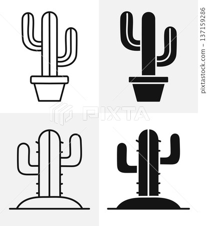 cactus in pot icon vector 137159286