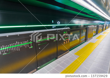 Platform doors at Yumeshima Station in Osaka City Platform doors at Yumeshima Station in Osaka City 137159429