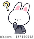 A rabbit in a suit with doubts 137159548