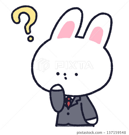 一隻穿著西裝、心存疑慮的兔子 137159548